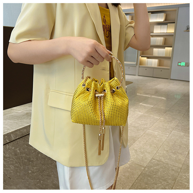 270g Weight Polyester Lining Material Sewing Thread Fashion Element String Closure Type Single Shoulder Strap Strap Type Evening Bag Bags Type Party, Shopping Occasion Pu Leather Material Solid Color Pattern All Seasons Season Women's Gender Streetwear Style Bucket Shape Medium Size Women's Medium Pu Leather Solid Color Streetwear Sewing Thread Bucket String Evening Bag 3