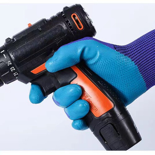 Latex textured safety gloves for wholesale, wear-resistant and anti-slip, thirteen needle breathable gardening work gloves with adhesive