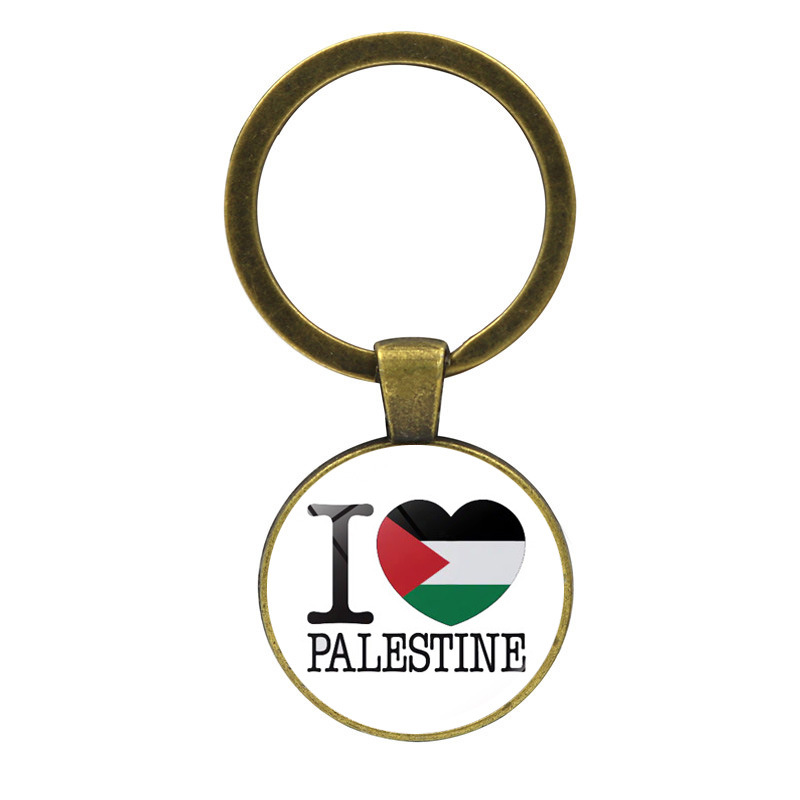 Llavero colgante de cristal de la bandera palestina Palestina anti-guerra paz colgante llavero