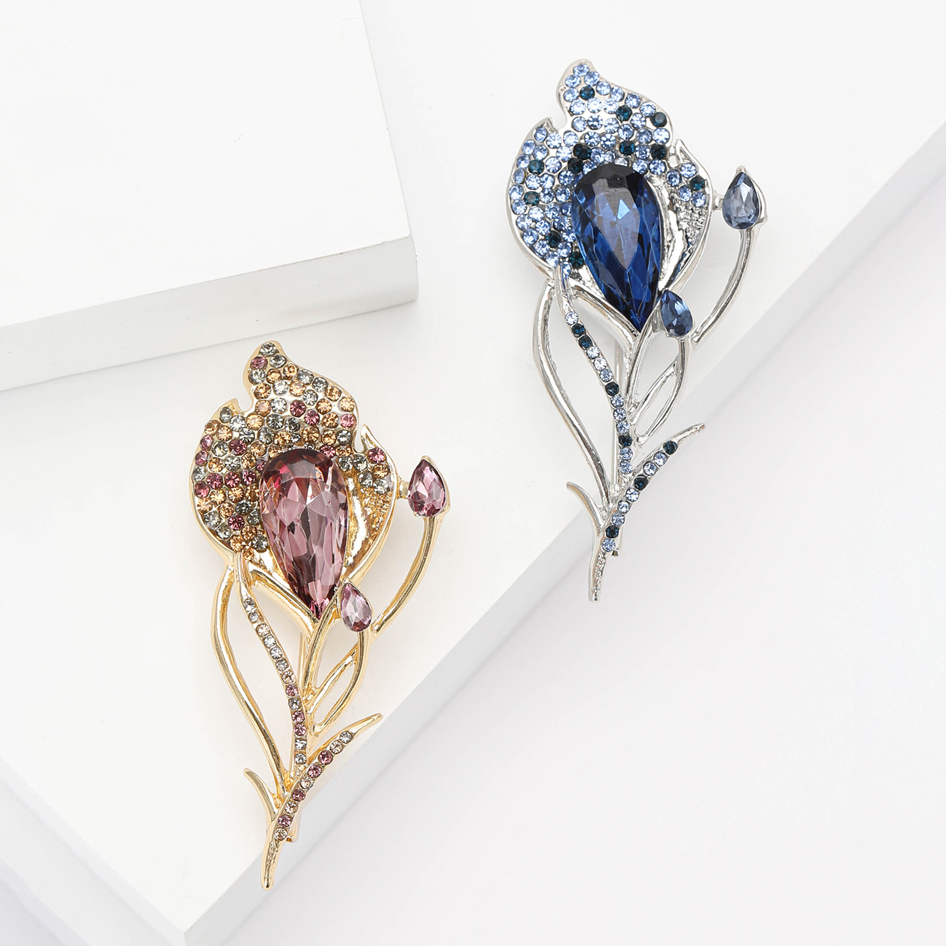 Damenbrosche Vintage Perlen Kristall Schmetterling Blume Pin_voghion.com