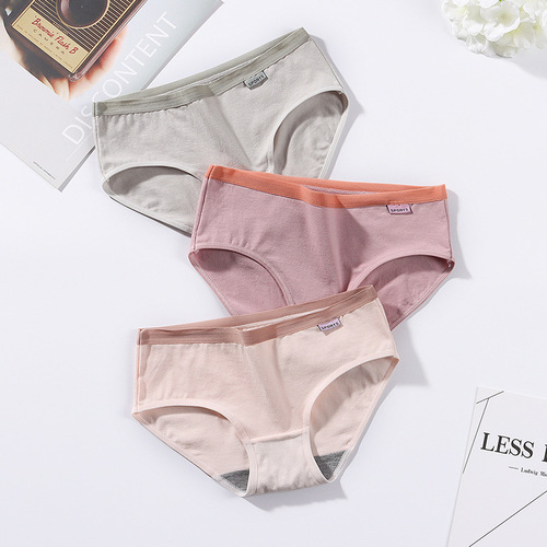Factory direct sales underwear for women, pure cotton, antibacterial girls, simple and sexy Japanese mid-waist student briefs