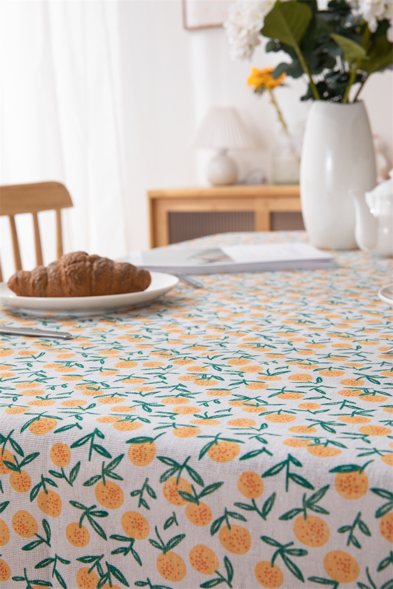 Tovaglia transfrontaliera in poliestere-cotone con nappe e stampa a foglie, tovaglia rettangolare da pranzo, tavolino da caffè_voghion.com