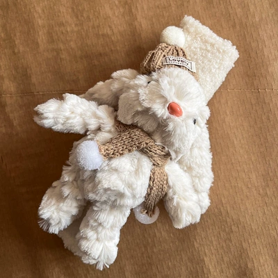 Car Sheath 2025 New Style: Sürətlər qutusu və əl tormozu başlıqları - coffee-hat-lop-eared-rabbit-white-teddy-velvet-shoulder-pads