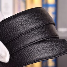 男士真牛皮腰带高端品质原版平纹修面马蹄纹进口头层牛皮圆孔带身