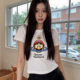 2025 New T-shirt Women's Slim-fit Cartoon Animation Super Mary Shoulder T Casual Summer Top te