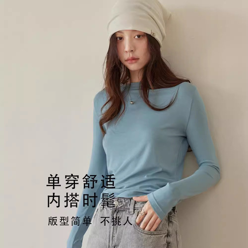 2025 Knit Self-Heating Hooded Sweatshirt for Women Loose Skin-Friendly Inner Crew Neck Base Layer Top for Autumn Wearable Outwardly Versatile