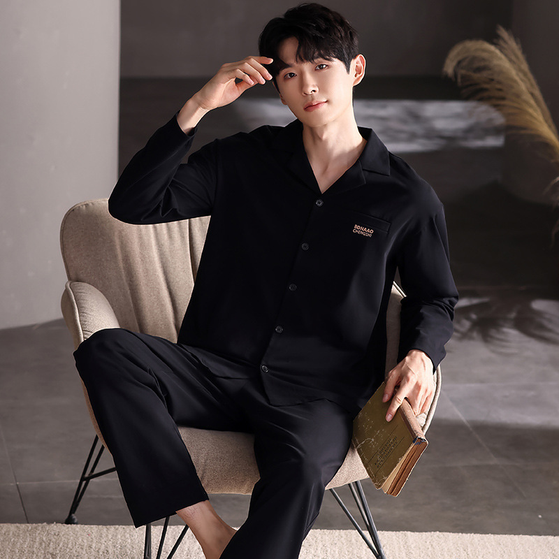 2024 spring new pajamas long sleeve striped casual home wear suit outerwear men's casual trousers cartoon