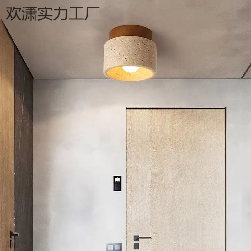 日本のインターネット有名人イエローコーンストーン家庭用シーリングランプレトロクリームスタイル通路ランプバルコニー玄関ランプ通路廊下ランプ|undefined