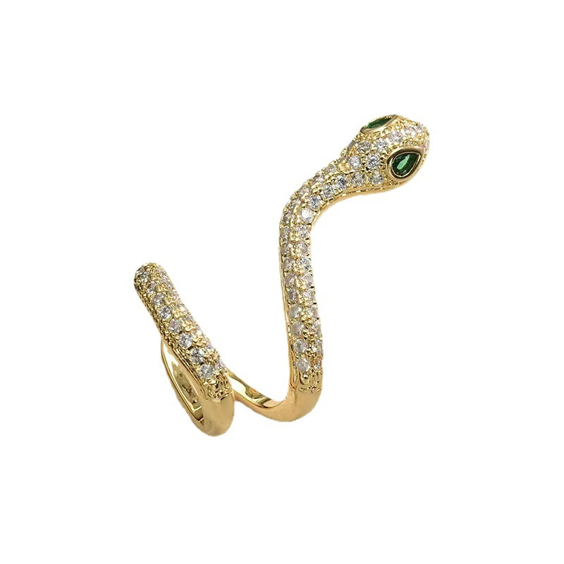 1 Piece Retro Snake Leopard Inlay Copper Zircon Ear Clips display picture 4