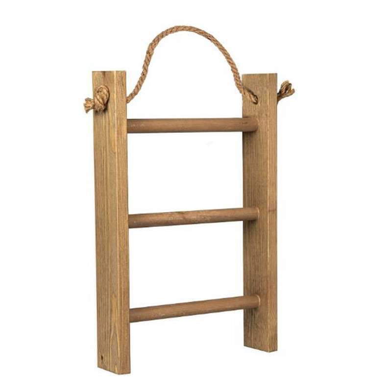 Hot Sale Bathroom Hanging Towel Wooden Frame Ladder Weathered Wooden Blanket Ladder Country Style Bedroom Farmhouse Decoration