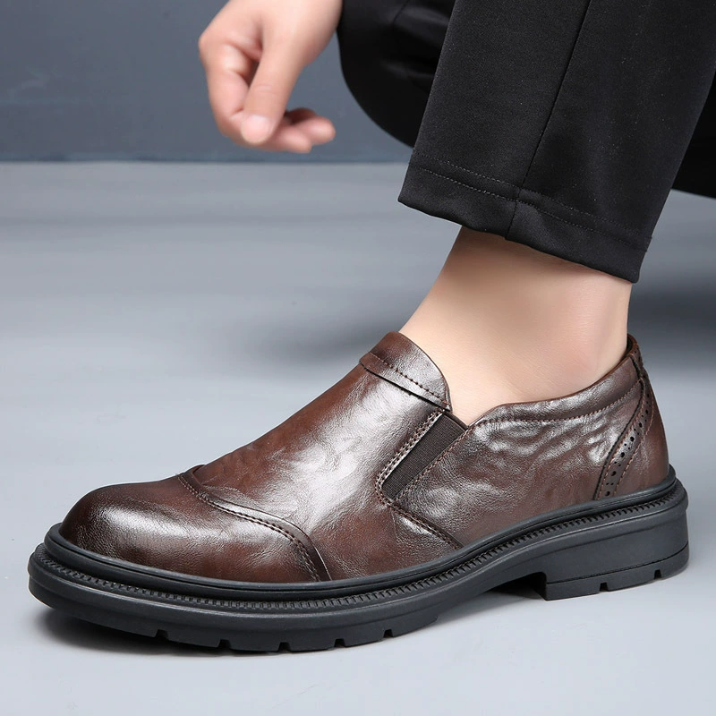 Новые весенние кожаные туфли мужские дышащие кожаные дикие деловые повседневные туфли