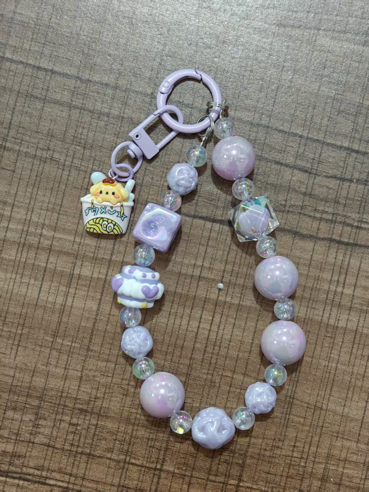 Nuevo colgante de cadena de teléfonos móviles de dibujos animados palomitas de maíz colgante de llavero creativo colgante de bolsas de perlas pintadas a mano