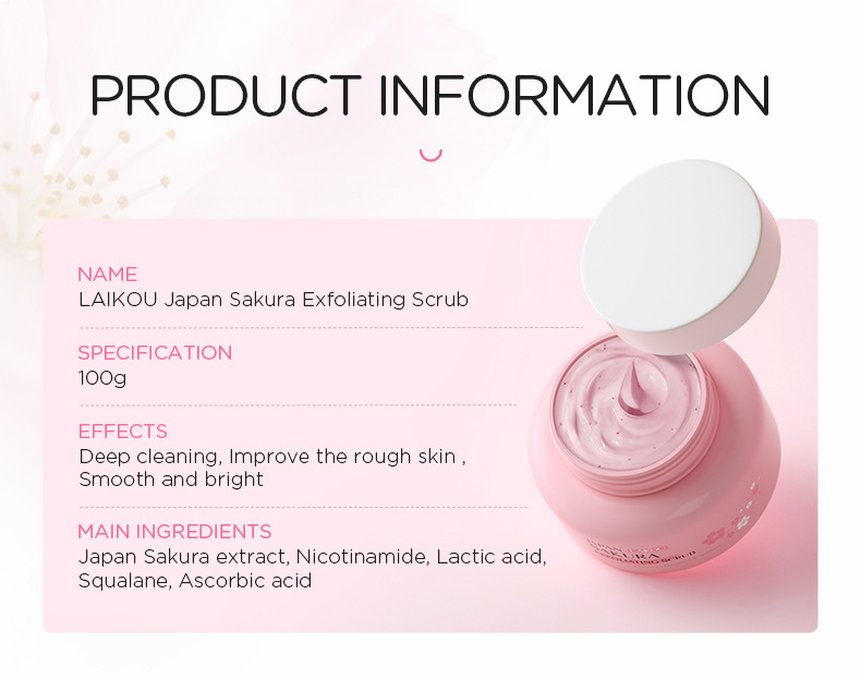 Wholesale of cross-border Laicome Japanese Cherry Blossom Scrub 100g Body Exfoliating, Hydrating and Moisturizing Cream undefined