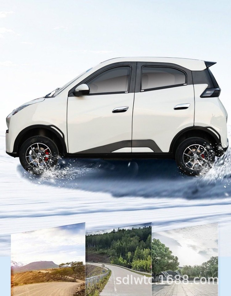 Seagull-Style Electric Four-Wheel Vehicle, Household Fuel-Electric Hybrid Car for Women, Fully Enclosed Lithium Battery Electric Vehicle