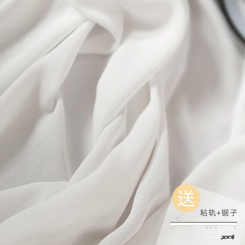 飘窗窗帘纱帘免打孔安装送粘轨卧室阳台隔断透光不透人严选批发|undefined