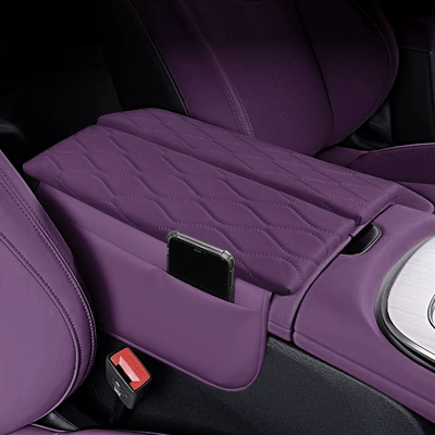 Suitable for Xiaomi Su7 Central Control Armrest Box Heightening Pad Storage Bag Decorative Armrest Box Protective Cover Car Interior Decoration (Armrest box pad) - millet-purple