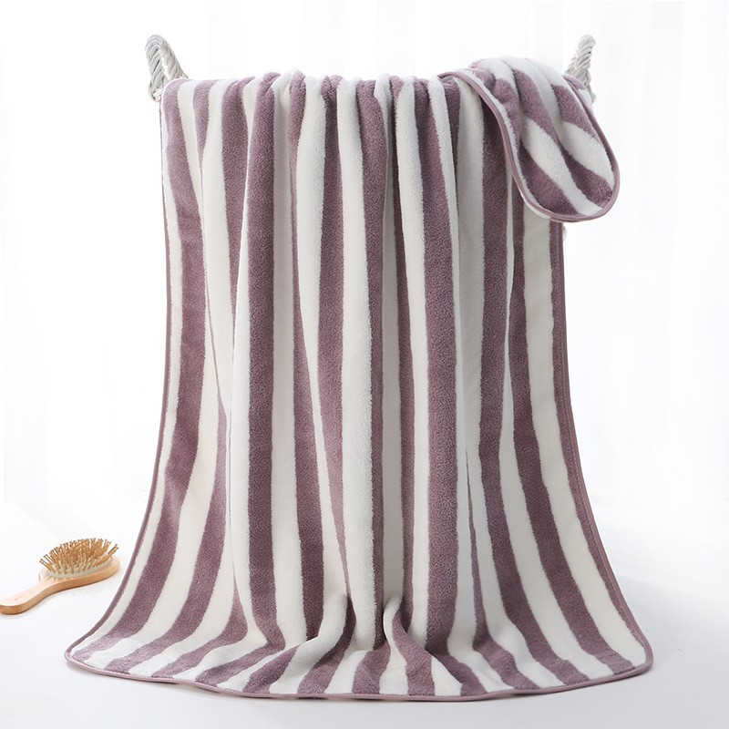 Toalla de baño absorbente extra grande casa de baños para adultos Toalla grande a rayas suave y cómoda Toalla de playa multicolor de terciopelo coral