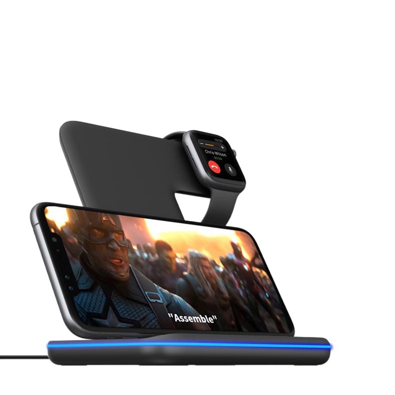 Aplicable a Apple Huawei Samsung cargador inalámbrico del teléfono móvil 15W soporte vertical de escritorio tres en una carga rápida inalámbrica