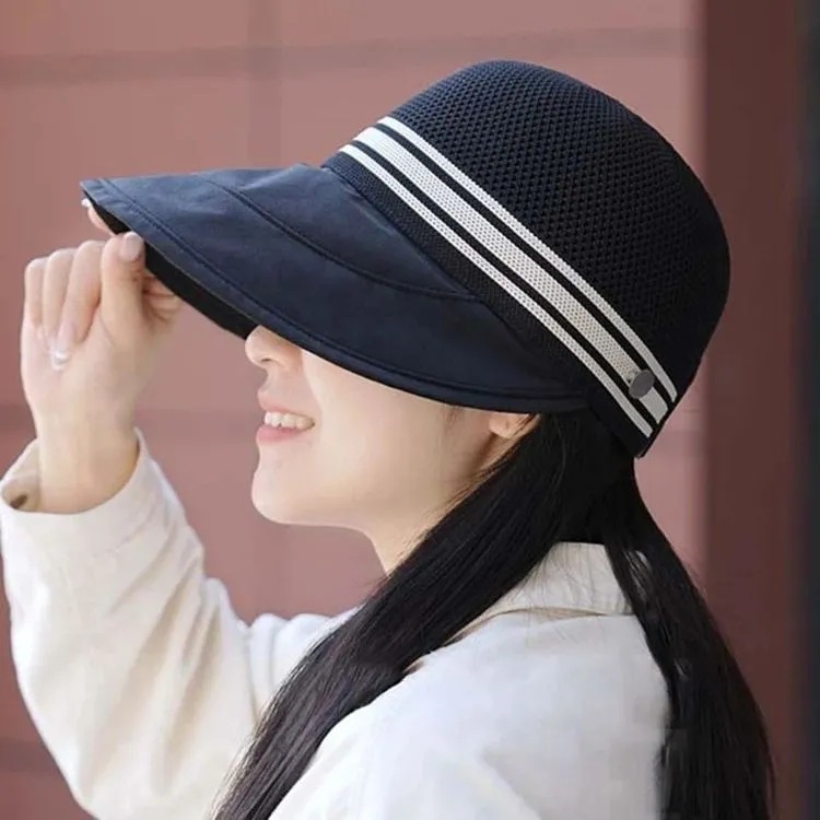 Women's Open Top Sun Visor Hat For Large Heads Ponytail Cap_voghion.com