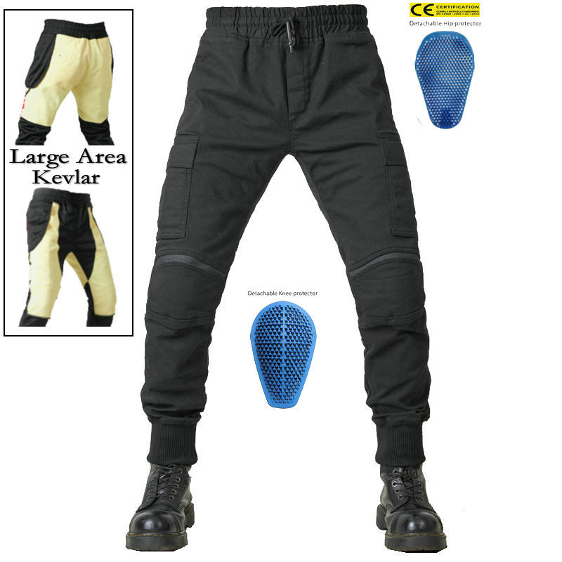 Motorcycle Riding Jeans Casual Motorcycle Anti-fall and Windproof Kevlar Workwear Pants Men's Four Seasons Adjustable Protectors