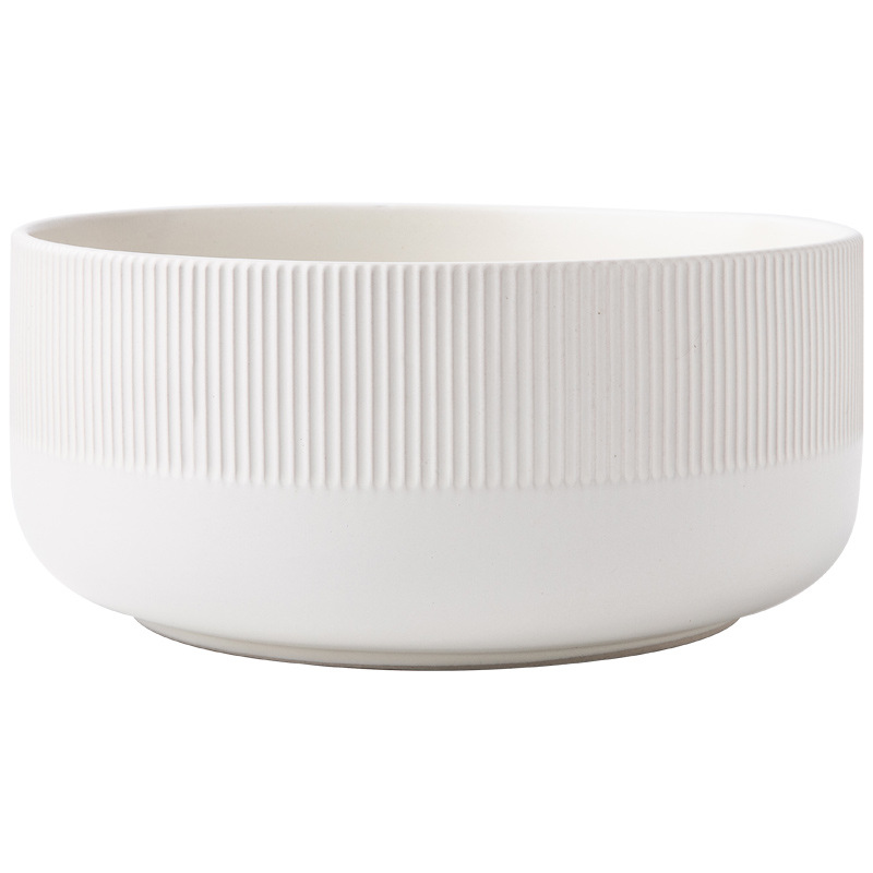 Retro gran tazón de sopa profunda relieve de 8,5 pulgadas simple tazón de sopa de cerámica grande tazón de sopa exportación transfronteriza