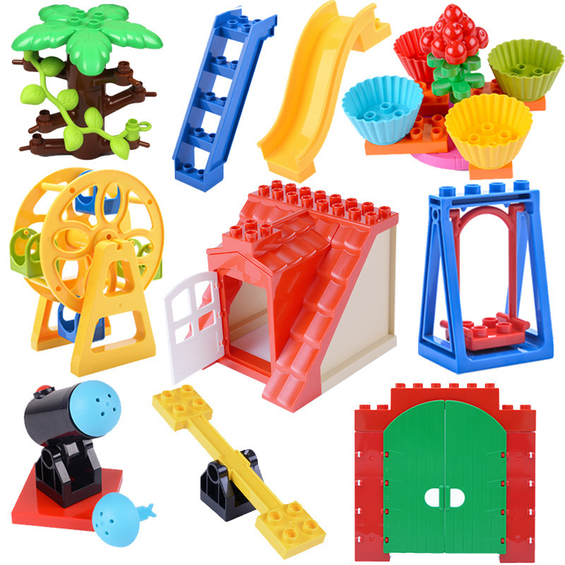 Compatible with Lego large particle building blocks toy accessories amusement park Ferris wheel swing slide farm bag pipe doors and windows Compatible with Lego large particle building blocks toy accessories amusement park Ferris wheel swing slide farm bag pipe doors and windows