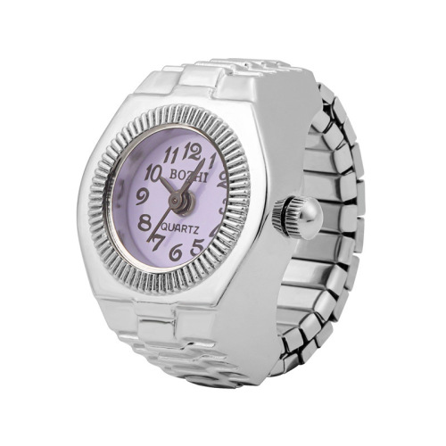 Eurasian fashion punk watch ring, niche couple finger watch mini clock retro creative elastic ring