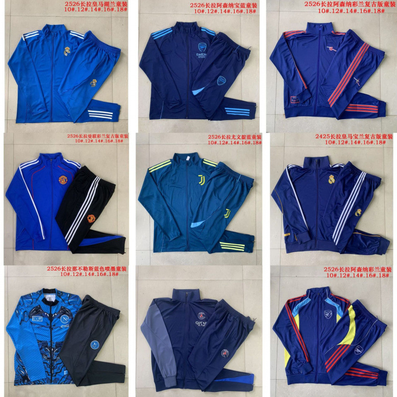 2526 Football Uniform Ac Real Madrid Barcelona Paris Spain Argentina England Kidsren's Long Pull Training Uniform Suit