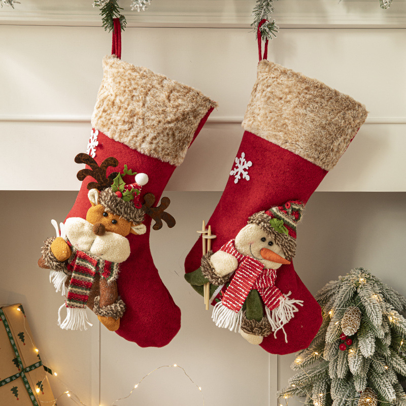 Calcetines de Navidad bolsa de regalo decoraciones de Navidad de dibujos animados Santa Claus Calcetines niños regalo escena diseño