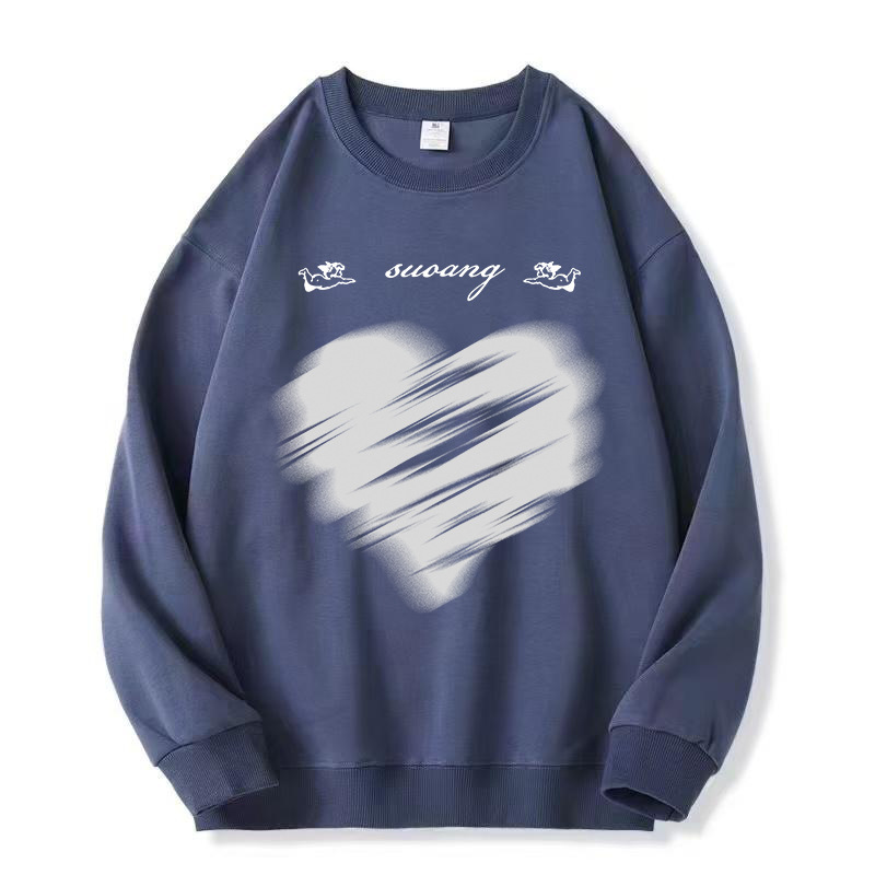 2025 New Amazon Best-Selling Heart-Blurred Heart-Printed Round-Neck Knitwear Sweatshirt