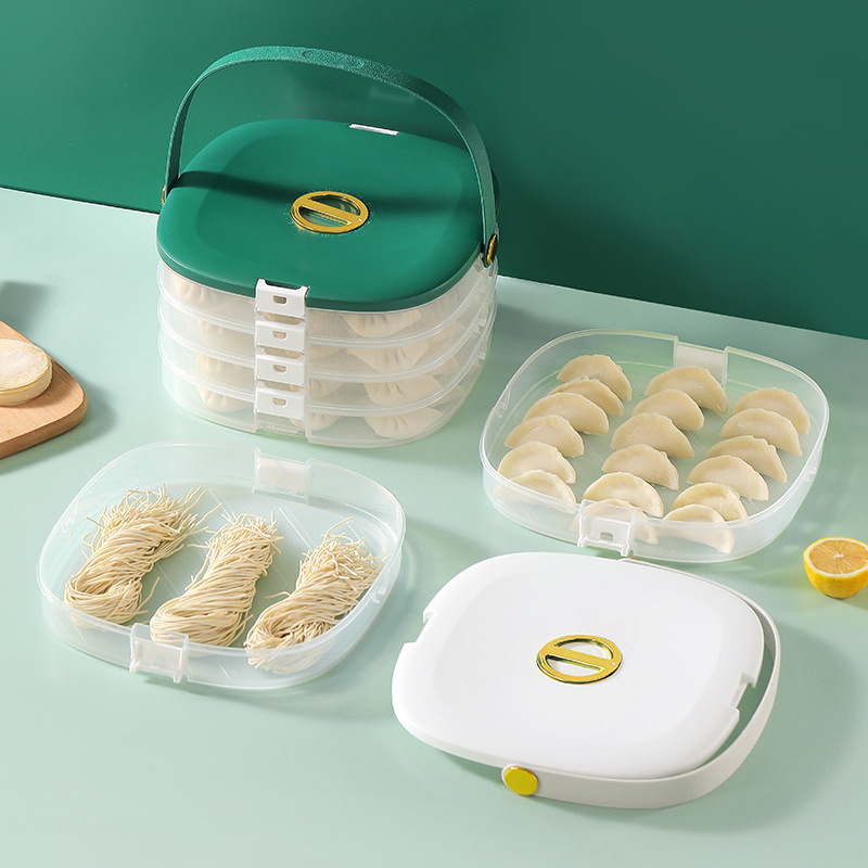 家庭用大容量タッパー手持ち式多層餃子皿収納ケースタイム冷凍カオス餃子ケース付き|undefined