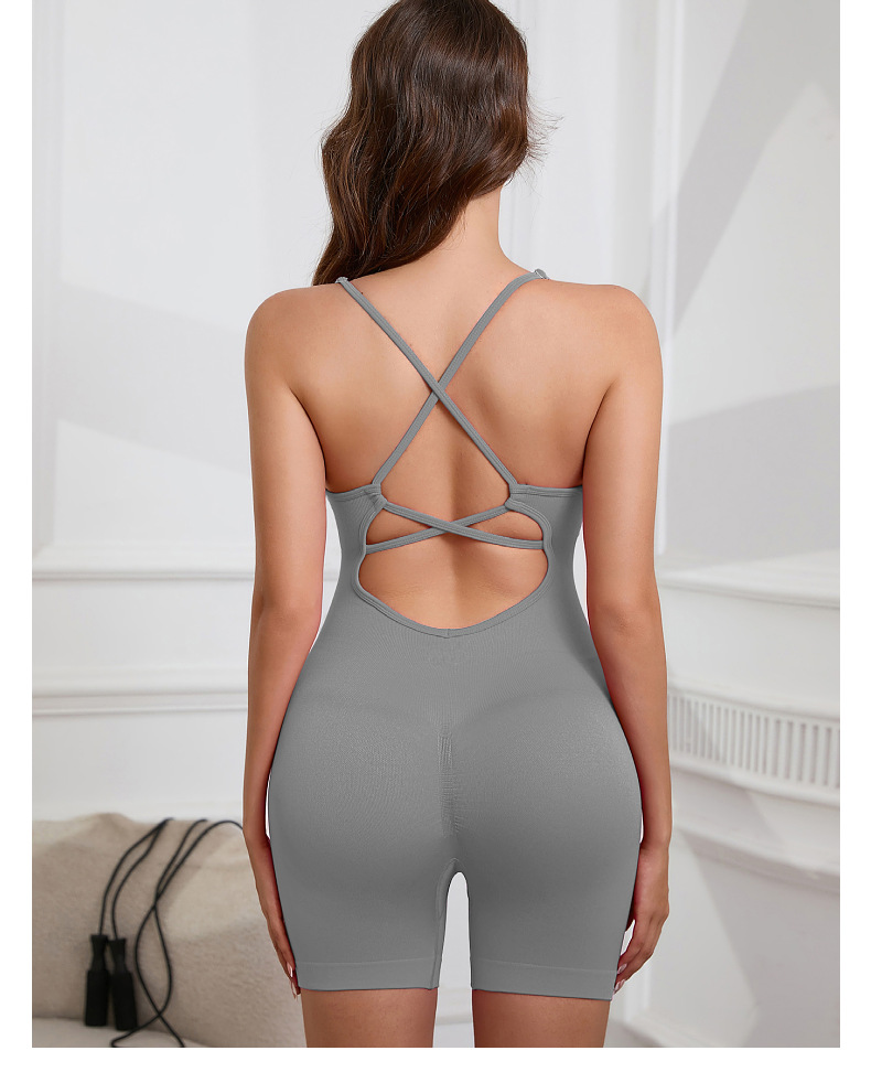 172g Weight Sports Dress Dresses Type Chemical fiber blending Fabric Type Bodysuits Tops Type Gym Occasion Butt Lift Function Fitness Style 22-Color Seamless Yoga Clothes Sexy Beauty Back One-Piece Jumpsuit Fitness Sportswear Women's Bombshell 11
