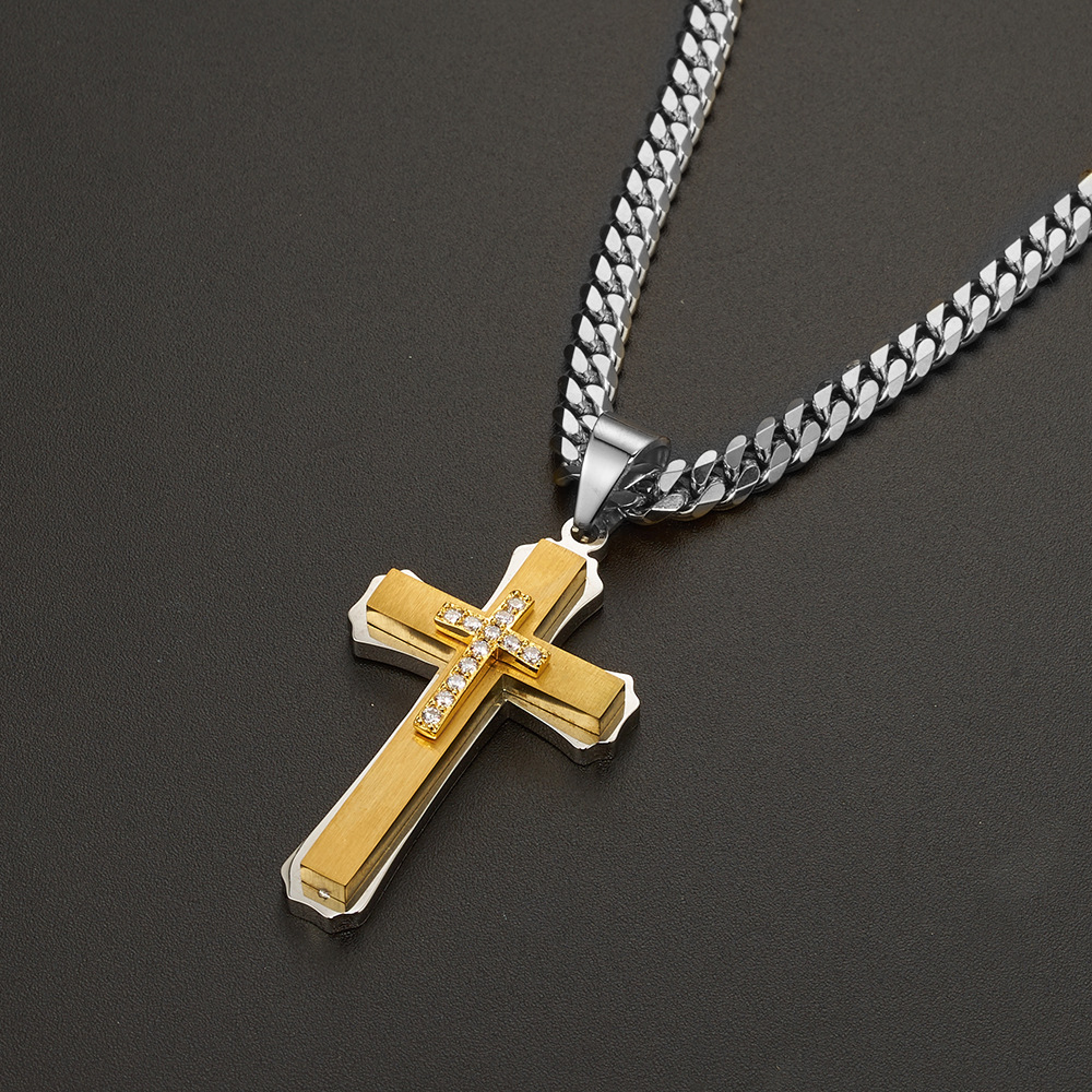 20g Weight 304 Stainless Steel Pendant Material Zircon Inlay Material Pendant Necklace Classification 304 Stainless Steel Chain Material 1 Piece Quantity Holiday, Daily Occasion 304 Stainless Steel Material Cross Pattern Unisex Gender Inlay Design Basic, Modern Style, Classic Style Style Basic Modern Style Classic Style Cross 304 Stainless Steel Inlay Zircon Unisex Pendant Necklace 18