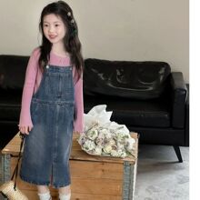 女童夏装2025新款儿童裙子宝宝连衣裙牛仔裙中大童时髦洋气背带裙