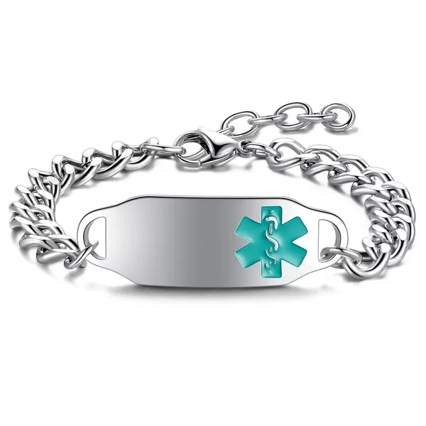 Charming color jewelry Amazon hot selling stainless steel medical alert bracelet for women and men