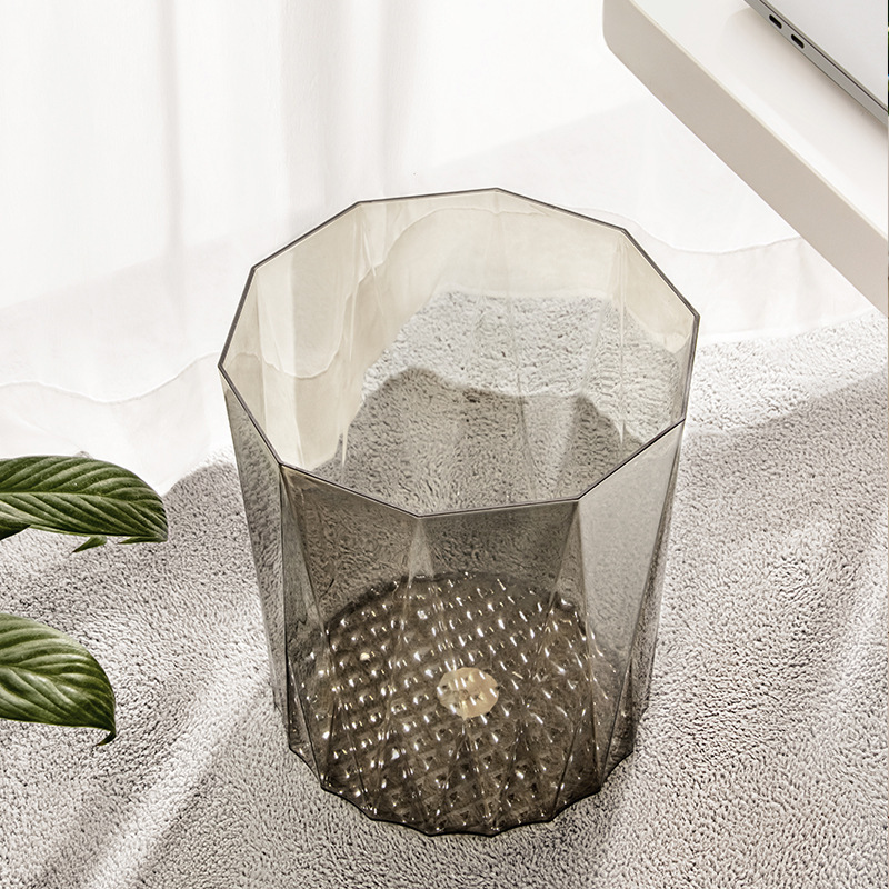 Transparent Thickened Trash Bin Household Living Room Light Luxury Large Capacity Coverless Desktop Small Trash Bin Simple Storage Bucket