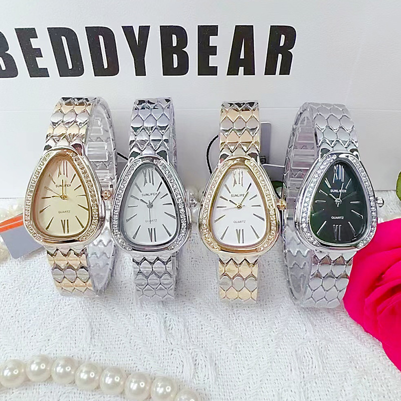 Sunlifex New Mid-Century Style Gilt Snake Head Steel Band Watch Niche Design High-End Fashion Women's Watch