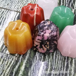 Natural crystal agate carving flower-shaped base incense mini small ornaments craft jewelry ornaments wholesale gifts