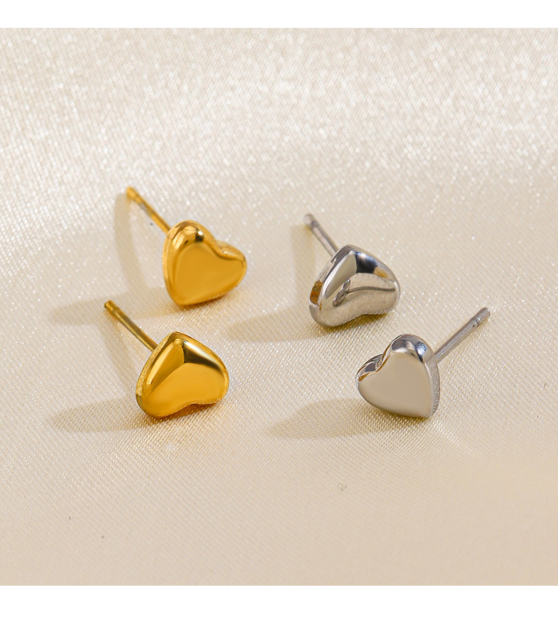 1 Par Casual Estilo Simple Forma De Corazón Enchapado Acero Inoxidable 304 Chapados en oro de 18k Pendientes display picture 3