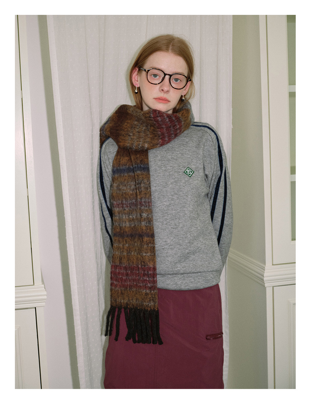 Der 2023 neue Saturn-Streifen aus Wollmischung des britischen Designers für den warmen Herbst- und Winterschal für Damen_voghion.com