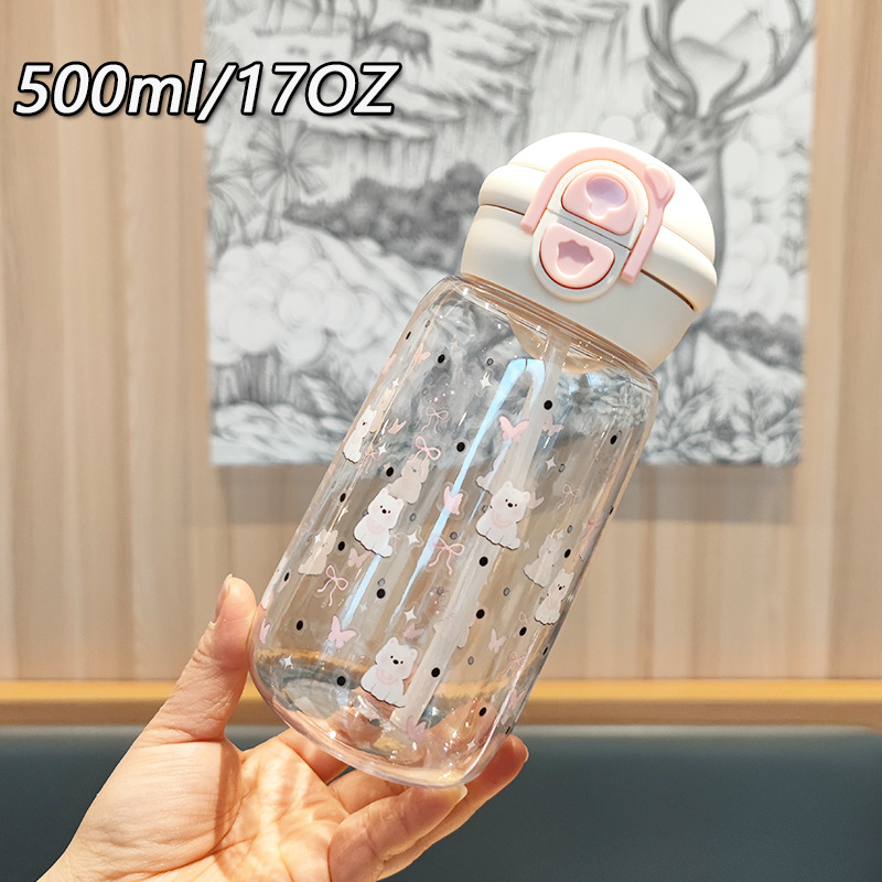 Bebidas dobles de alto valor, simples, compactas y lindas, macetas portátiles para estudiantes masculinos y femeninos, pajitas portátiles, vasos de agua de plástico