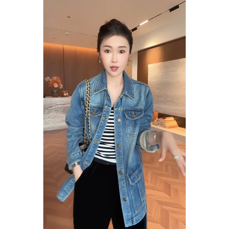 韩版气质休闲收腰牛仔外套女装2025秋冬新款百搭显瘦御姐夹克上衣|undefined
