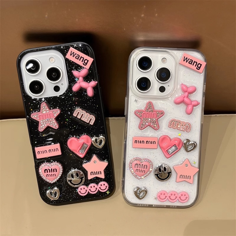 Japanese and Korean Ins Girl Pink Sticker Glue Soft Shell Suitable for Iphone17 Apple 16Promax Mobile Phone Case 15Pro