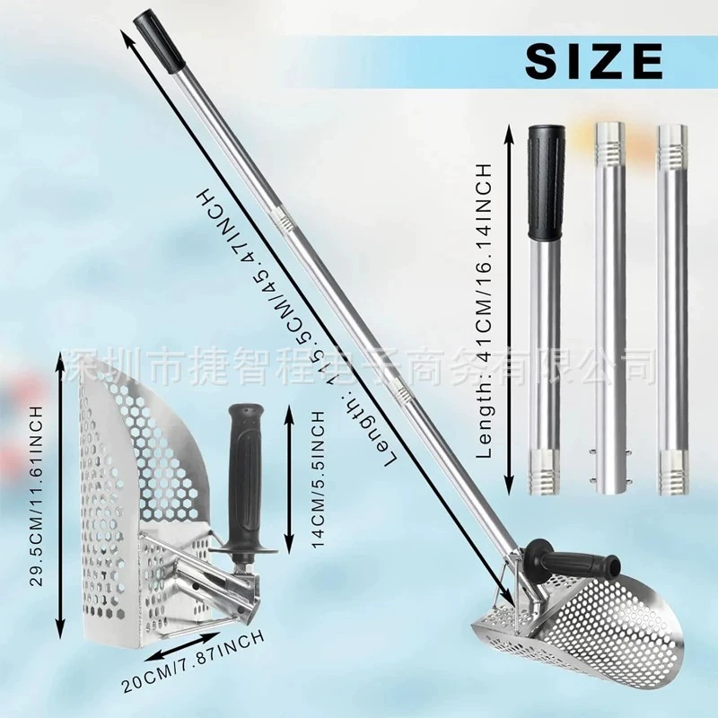 Лопата для песка для пляжа, металлоискатель, лопата для песка, обнаружение сокровищ, нержавеющая сталь 304 с ручкой, инструмент для обнаружения золота, лопата для обнаружения