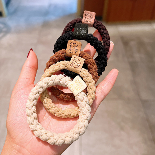 Small rubber band, plush ball head, small intestine hair ring, simple rubber band, women's hair tie, high elastic bear, versatile headband
