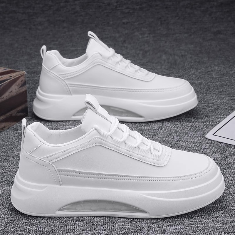 Men's Shoes 2024 New Summer Men's White Versatile Sports Shoes Men's Casual Leather Shoes Increased Small White Trendy Shoes
