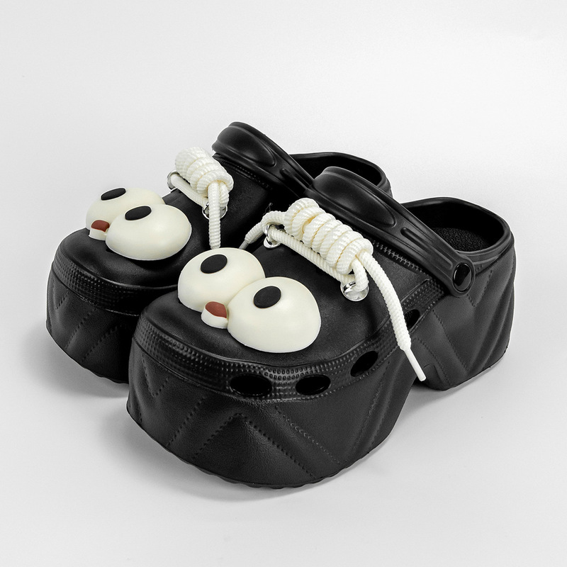 9CM High-top Cave Shoes Cute Big Eyes Women's Outwear Summer Baotou Sandals and Slippers Breathable Beach Sandals for Women
