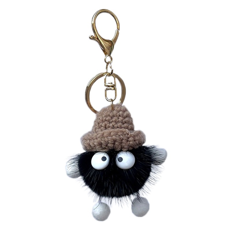 Mink Fur Small Coal Ball Pendant Car Keychain Korean Ins Popular Plush Backpack Pendant Decoration