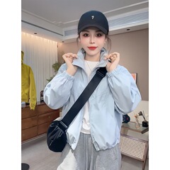 2025秋季拉链短外套女士夹克立领女风衣短款收口袖ins棒球服A5625