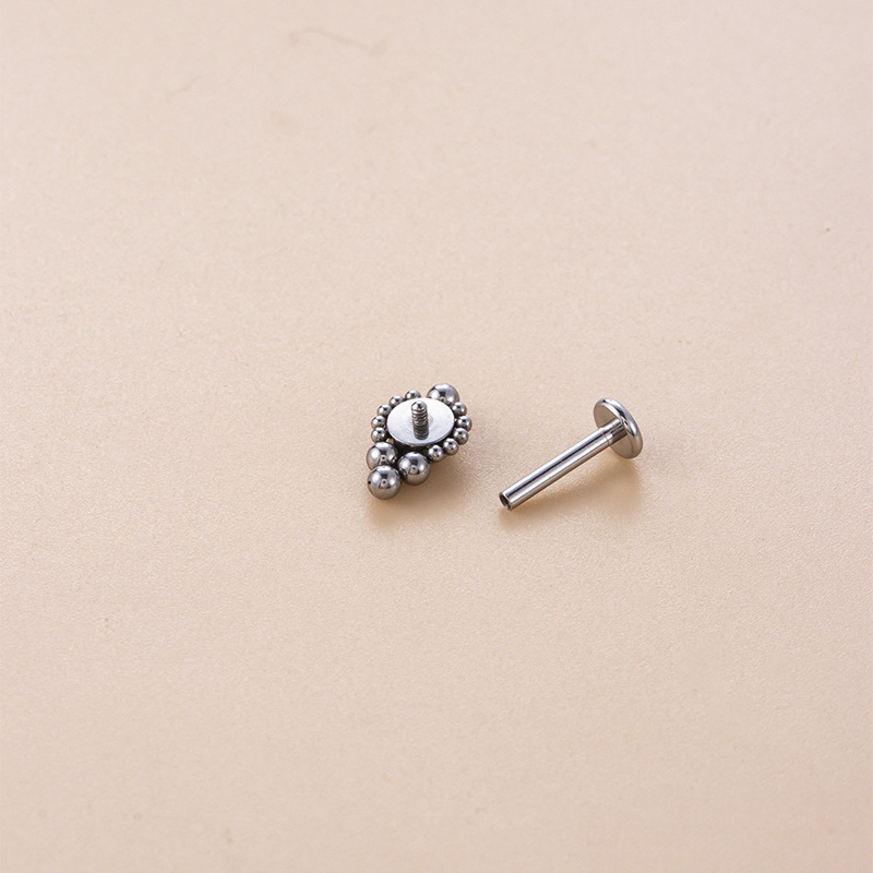 Fashion Round Stainless Steel Plating Inlay Artificial Gemstones Lip Stud 1 Piece display picture 2